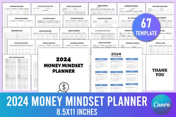 Editable 2024 Money Mindset Planner for KDP & Canva