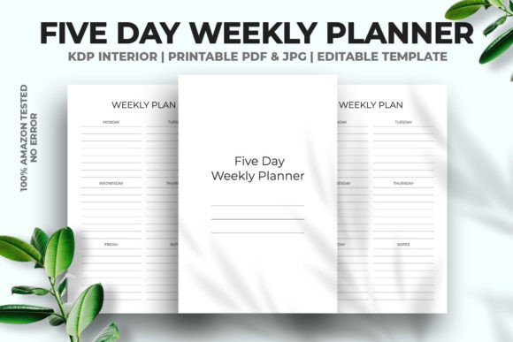 Five Day Weekly Planner KDP Interior