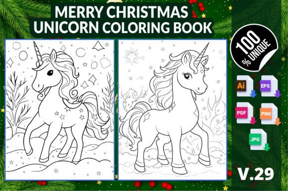 Merry Christmas Unicorn Coloring Book 29