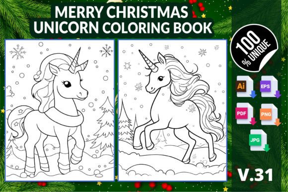 Merry Christmas Unicorn Coloring Book 31: Your Complete Creative Companion
