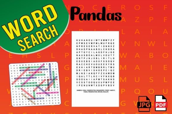 Pandas Word Search Puzzles as a Practical Resource for KDP Activity Book Interiors