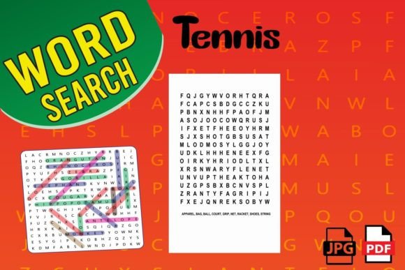 Tennis Word Search Puzzles: A Practical Asset for Publishing, Teaching, and Relaxation